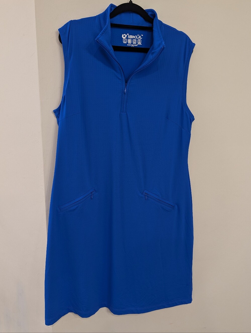 IBKUL Golf Mock neck Royal Blue Sleeveless Dress Women's Size Large